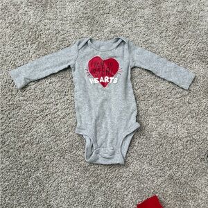 Carter's Gray and Red Heart Bodysuit